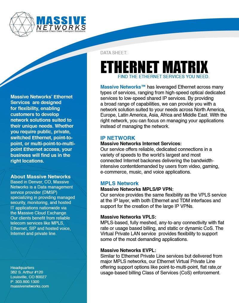 MNS Ethernet Matrix Data Sheet
