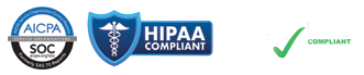 AICPA SOC, HIPAA compliant, and PCI DSS compliance logos